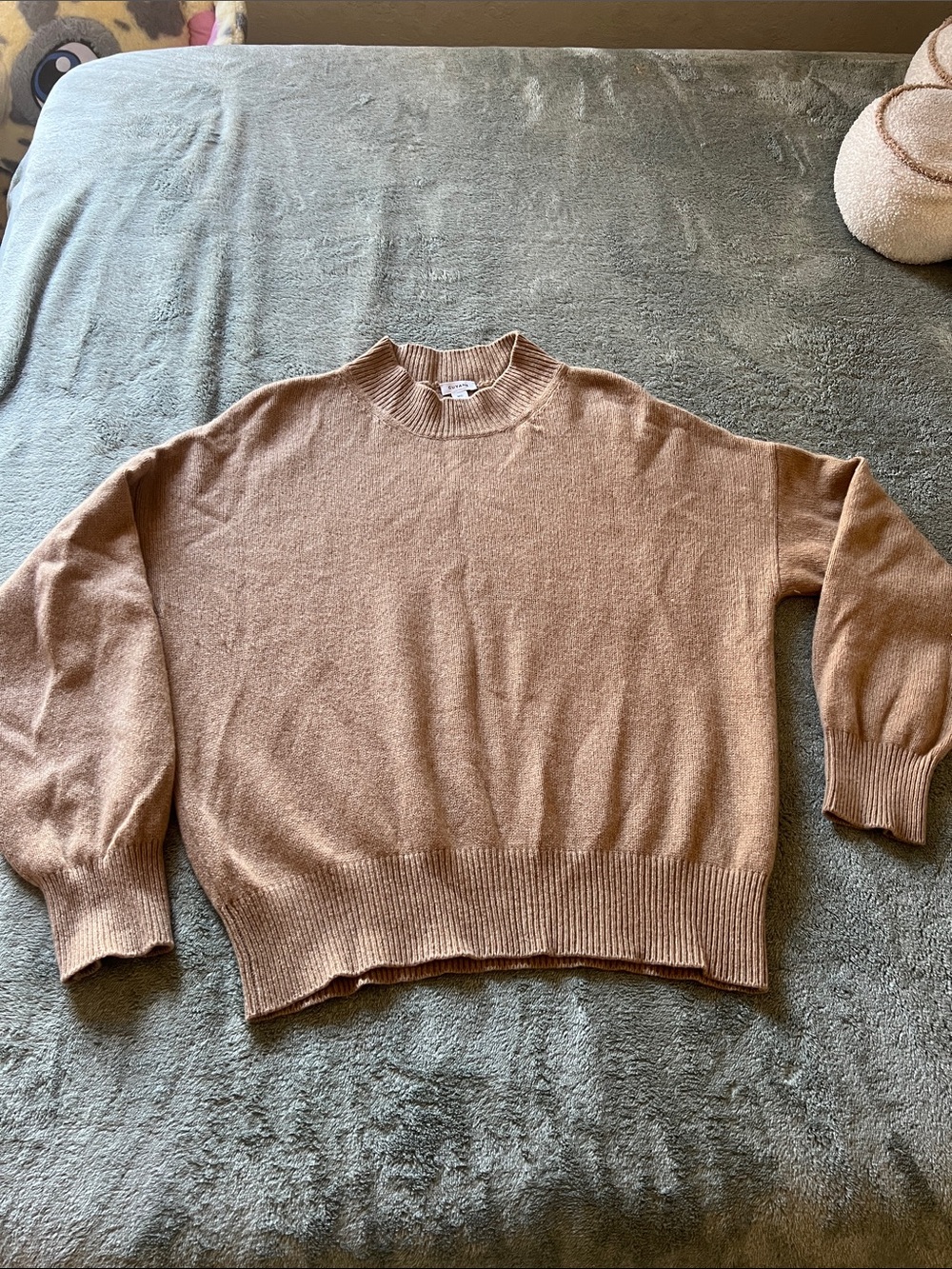 Cuyana Neutral Crewneck Sweater in Light Taupe
